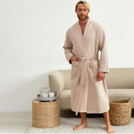 Халат чоловічий COSAS Waffle Robe M Бежевий (WaffleRobe_M)