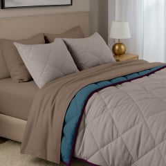 Покривало стьобане двостороннє COSAS TAUPE STONE CS3 210x240 см Бежево-блакитний Шепетівка