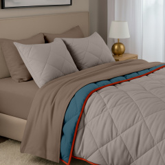 Покривало стьобане двостороннє COSAS TAUPE STONE CS8 220x240 см Бежево-блакитний Київ