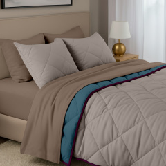 Покривало стьобане двостороннє COSAS TAUPE STONE CS3 110x140 см Бежево-блакитний Київ