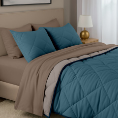 Покривало стьобане двостороннє COSAS TAUPE STONE CS9 210x240 см Бежево-блакитний Київ