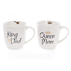 Набор фарфоровых кружек King Dad Queen Mom 520 мл BonaDi 577-524 Белая Церковь