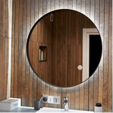 Дзеркало Global Glass ML-2 в чорній рамі, 900х900, з білим підсвічуванням