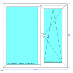 Вікно 1400x1400 мм монтажна ширина 76 мм профіль WDS 76 MD Київ