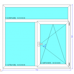 Вікно 1700x1600 мм монтажна ширина 70 мм профіль WDS Ekipazh Ultra 70 з двокамерним енергозберігаючим склопакетом 32 мм Київ