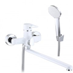 Змішувач для ванни Lidz Latwa 005 з душовим гарнітуром (LDLAT005WHI45425) білий Киев