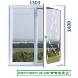 Вікно 1300x1400 мм монтажна ширина 60 мм профіль WDS Ekipazh Ultra 60 з однокамерним склопакетом 24 мм