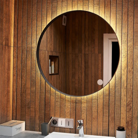 Дзеркало Global Glass ML-2 в чорній рамі, 800х800, з жовтим підсвічуванням