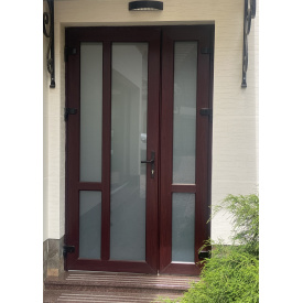 Вхідні двері штульпові 1400x2200мм монтажна ширина 70 мм профіль WDS Ekipazh Ultra 70 колір Дуб монтана