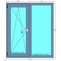 Вікно холодної алюмінієвої системи AluLight 50 1200*1400 Кременець