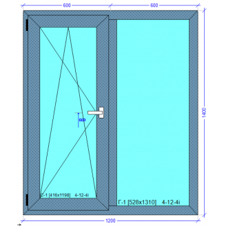 Вікно холодної алюмінієвої системи AluLight 50 1200*1400