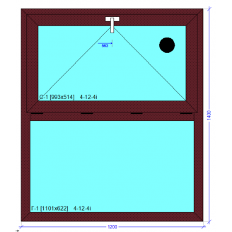 Вікно холодної алюмінієвої системи EKIPAZH AluLight C45 1200*1400