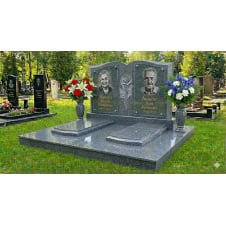 Подвійний пам'ятник "книга" з майданчиком із сірого граніту