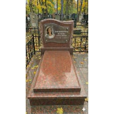 Пам'ятник із фігурною горизонтальною стелею червоний граніт