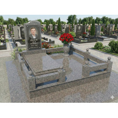 Меморіальний комплекс із відмосткою сірий граніт Боярка