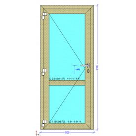Вхідні двері з теплого алюмінієвого профілю AluLight W76 900*2100