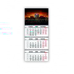 Календарь квартальный настенный Vivay 2026 World of Tanks 30x65 см Разноцветный (hub_mbwvj8) Киев
