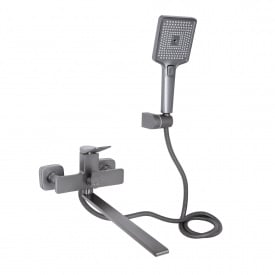 Змішувач для ванни Qtap Presto довгий з душовим гарнітуром графіт (QTPRE2601GRP45583)