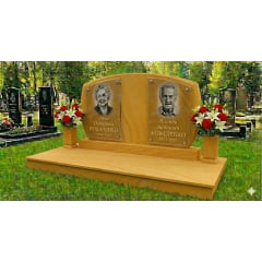 Подвійний горизонтальний пам'ятник із майданчиком 2 жовтий пісковик Красноград