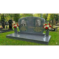 Подвійний горизонтальний пам'ятник із майданчиком 2 сірий граніт Дубно