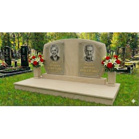 Подвійний горизонтальний пам'ятник із майданчиком 2 світлий пісковик