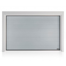 Секционные гаражные ворота Gant PR - панель Широкая линия, размер 2400x2200 мм., цвет Серебро RAL 9006. Ручное управление.