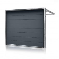 Секционные гаражные ворота Gant PR - панель Широкая линия, размер 2400x2000 мм., цвет Антрацит RAL 7016. Ручное управление.