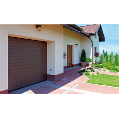 Секционные гаражные ворота Gant Plus - панель Широкая линия, размер 2400x2400 мм., цвет Коричневый RAL 8014. Ручное управление. Киев