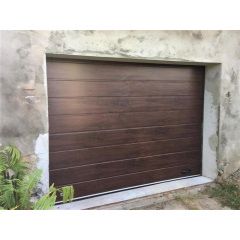 Секционные гаражные ворота Gant Plus - панель Широкая линия, размер 2600x2200 мм., цвет Темный дуб (орех). Ручное управление. Киев