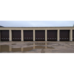 Промислові гаражні ворота Gant Plus Pro - панель Широка лінія, розмір 4100x3200 мм., колір Коричневий RAL 8014. Ручне управління. Київ