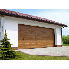 Секційні гаражні ворота Gant Plus - панель Фільонка, розмір 2400x2500 мм., колір Золотий дуб. Ручне управління. Київ