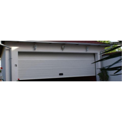 Секційні гаражні ворота Gant Plus - панель Широка лінія, розмір 3500x2400 мм., колір Срібло RAL 9006. Ручне управління. Київ