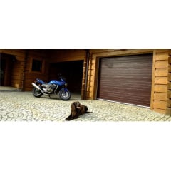 Секційні гаражні ворота Gant Plus - панель Широка лінія, розмір 3900x3000 мм., колір Коричневий RAL 8014. Ручне управління. Київ