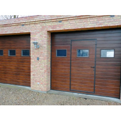 Промислові гаражні ворота Gant Plus Pro - панель Широка лінія, розмір 3600x2800 мм., колір Темний дуб. Ручне управління. Київ