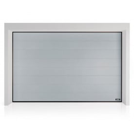 Секційні гаражні ворота Gant Plus - панель Широка лінія, розмір 3600x2900 мм., колір Срібло RAL 9006. Ручне управління.