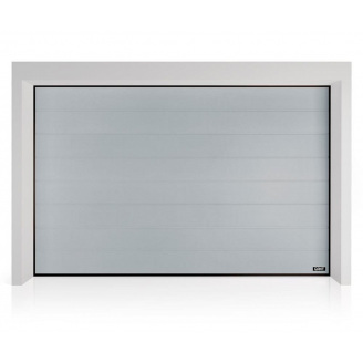 Секційні гаражні ворота Gant Plus - панель Широка лінія, розмір 2900x2500 мм., колір Срібло RAL 9006. Ручне управління.