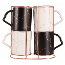 Набор чашек Led Marble B&W 350 мл 4 шт Бело-черный (6990767)