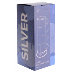 Набір чашок на підставці Limited Edition Silver 300 мл 4 шт Різнокольоровий (7019858) Жмеринка