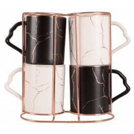 Набор чашек Led Marble B&W 350 мл 4 шт Бело-черный (6990767)