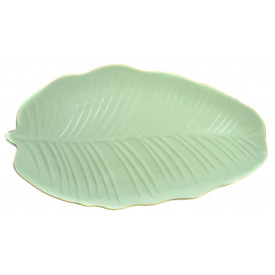 Блюдо Limited Edition Leaf Green Gold 30x16.8 см Зелений (6990674)