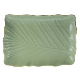 Блюдо Limited Edition Leaf Green Gold 24.5х17 см Зелений (6990675)