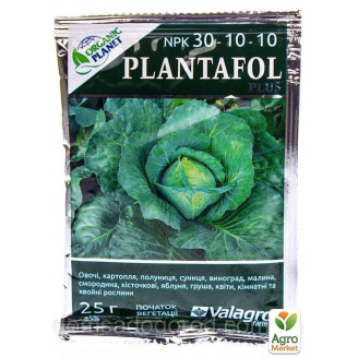 Мінеральне добриво Plantafol (Плантафол) Valagro NPK 30.10.10 Початок вегетації ТМ Organic Planet 25г
