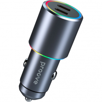Автомобільний зарядний пристрій Proove Double Energy 50W Type-C + Type-C Metal Gray (ACDE50022206)