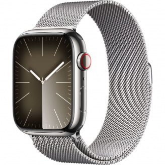 Смарт-годинник Apple Watch Series 9 GPS + Cellular 45mm Silver Stainless Steel with Silver Milanese Loop (MRMQ3)