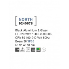 Прожектор уличный Nova Luce North 18 см Черный (Nova9240678) Бучач