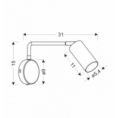 Бра Candellux Tina 31x15 см Черный (21-76816) Новомосковск