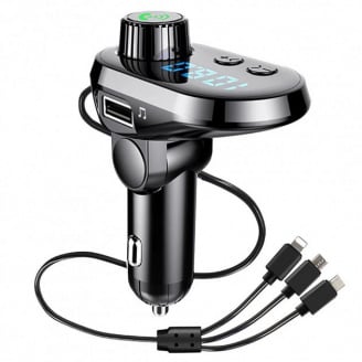 Автомобильный FM трансмиттер No Brand модулятор Q15 Bluetooth MP3 с LCD экраном и зарядным кабелем 3в1 Original GSO 510-044