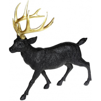 Статуэтка декоративная Олень с золотыми рогами 39х18х39см, черный с глиттером Bona DP73617