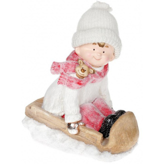 Фигура ceramic Мальчик в белом на санках 41 см Bona DP42289