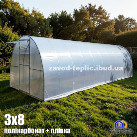 Теплиця КОМБІ 3х8: Полікарбонат + Плівка